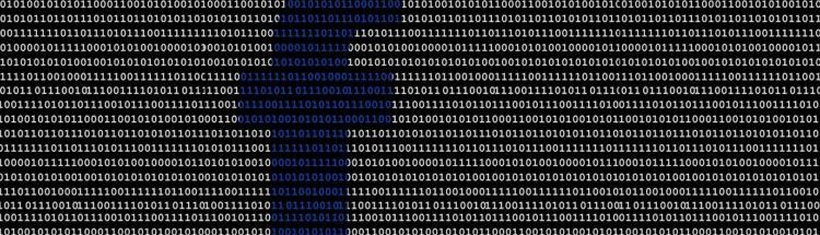 Facebook's logo illustrated in coloured binary code