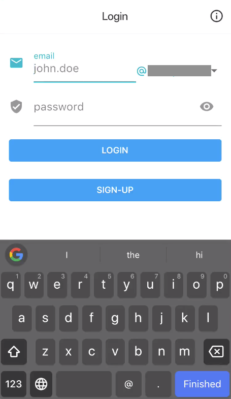 Screenshot of mobile app shows custom keyboard in dark theme