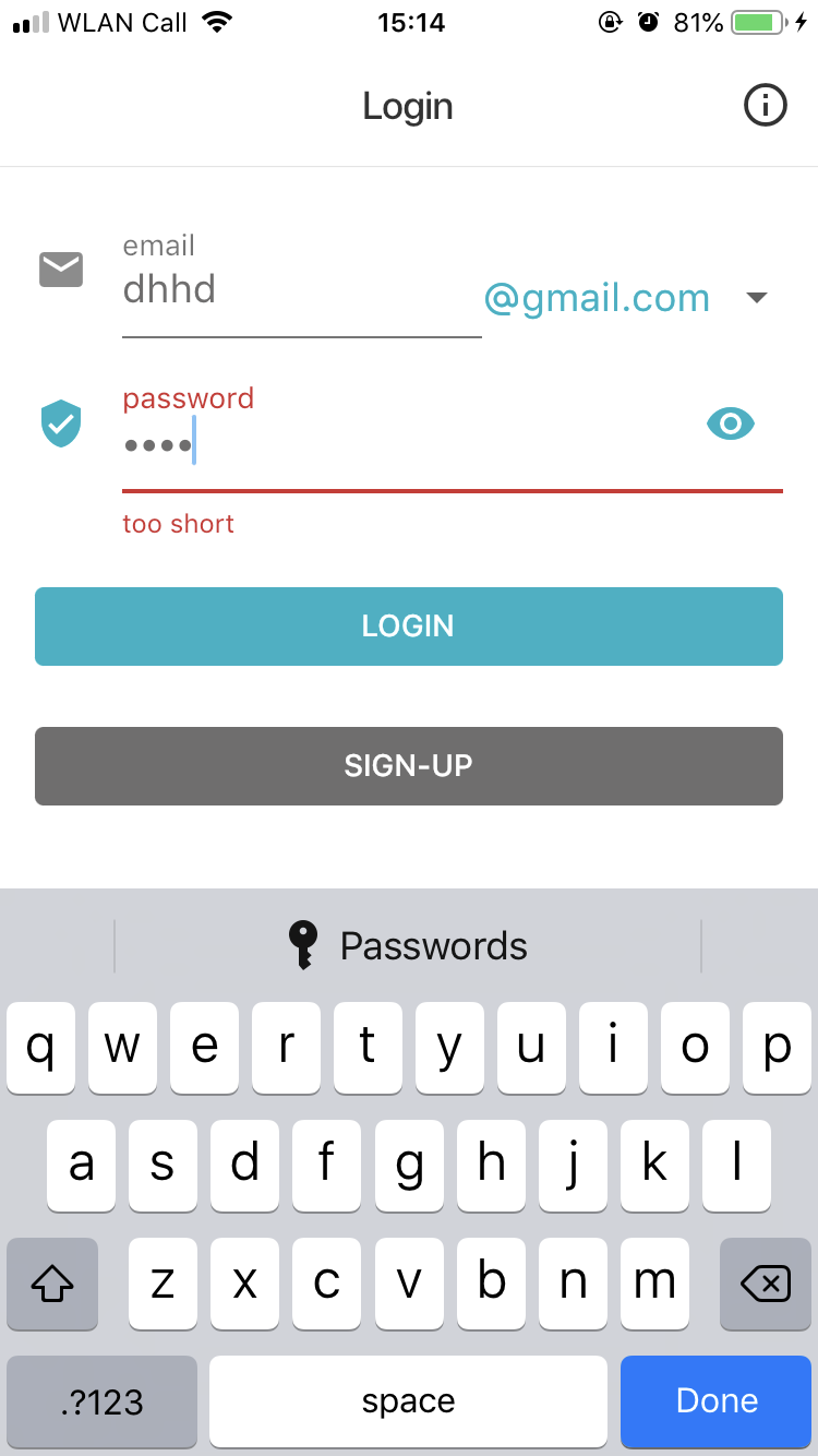 Screenshot of mobile app shows the password manager option on the keyboard